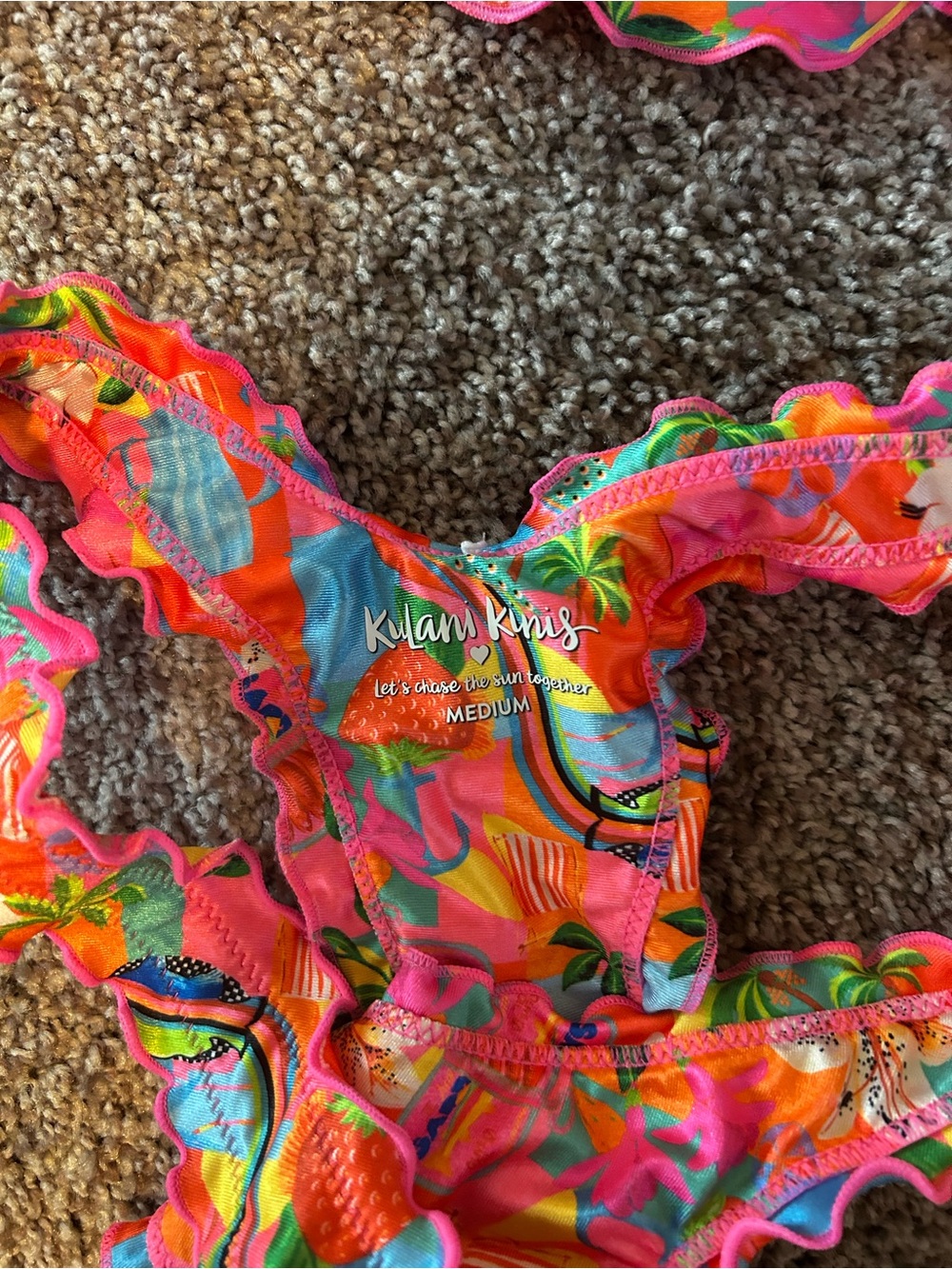 Kulani Kinis Lettuce Edge Wrap Bikini Top and Thong Bottom - Havana Haven - Picture 8 of 8